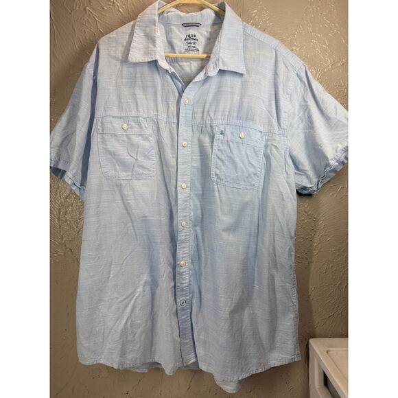 Izod Saltwater Shirt Mens Blue Short Sleeve Relaxed Classics Button Up Size  XXL - Picture 1 of 5